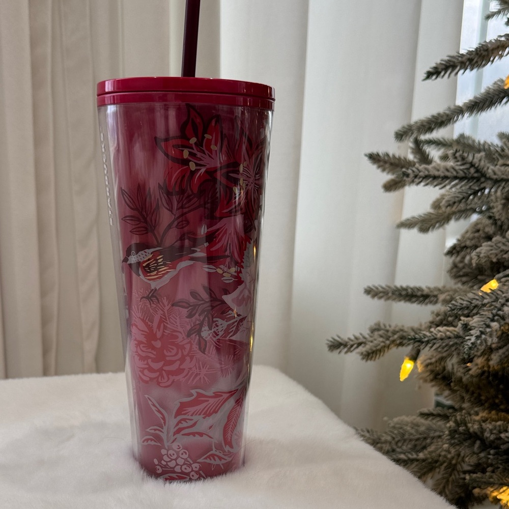 Starbucks Red and Transparent Tumbler with Straw
